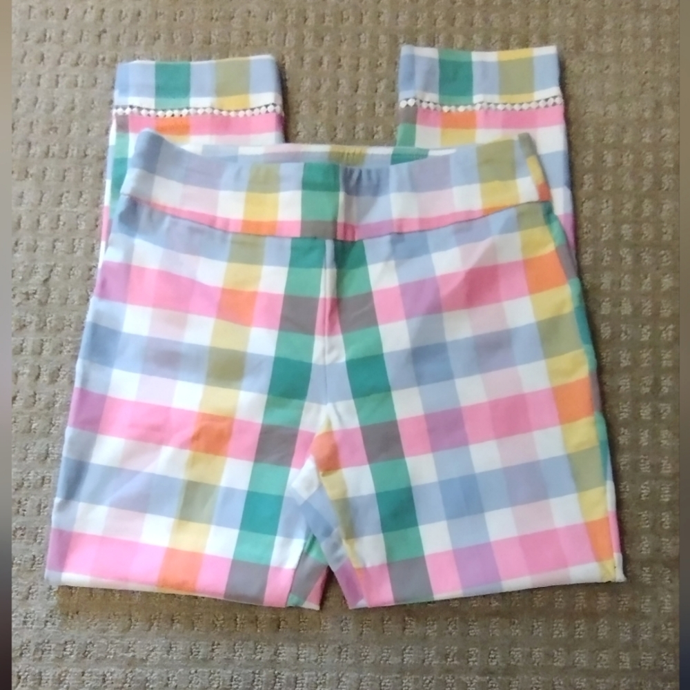 Crown & Ivy Multicolored Pull on Ankle Plaid Pants